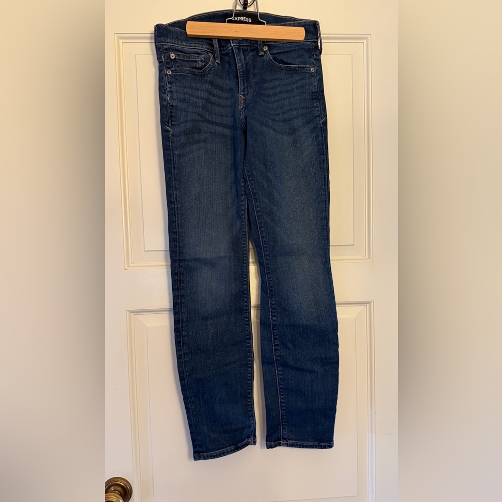 Express Dark Blue Straight Leg Jeans
